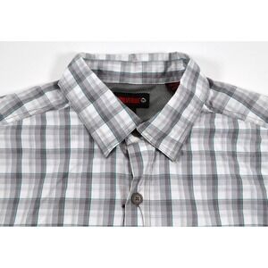 Wolverine Pentwater Plaid Shirt Men's‎ Size L Gray & White Plaid Short Sleeve